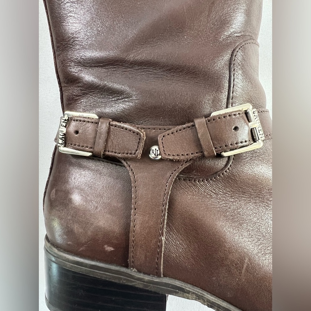 Lauren Ralph Lauren Marion Brown Leather Riding Boots - Picture 6 of 16